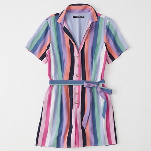 Abercrombie & Fitch Pants - Abercrombie & Fitch Pastel Striped Button Romper